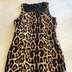 INC. BEADED ANIMAL PRINT DRESS